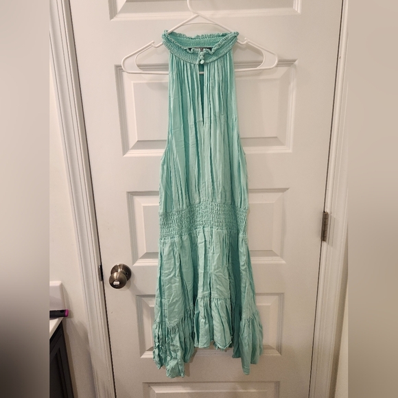 Tart Keyhole Aqua Blue Size L  Sleeveless Midi Womens High Neck - Picture 1 of 6